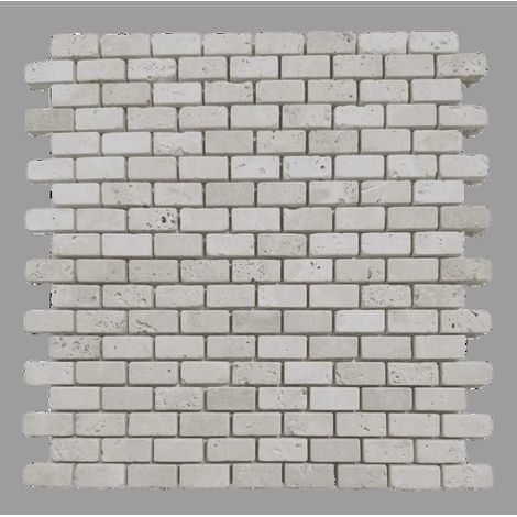 Mosaico Invecchiato Avorio Travertino - Formato Mattone 30,5x32,5x1 cm - Eleganza Rustica per Interni ed Esterni