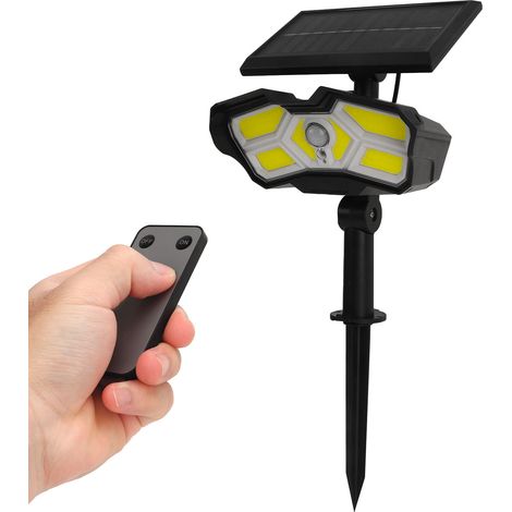 Solarbetriebene Außenstrahler, 2 einstellbare Helligkeitsstufen, wasserdicht, 2400 mAh, für Garten und Park, 128 COB (1/5)