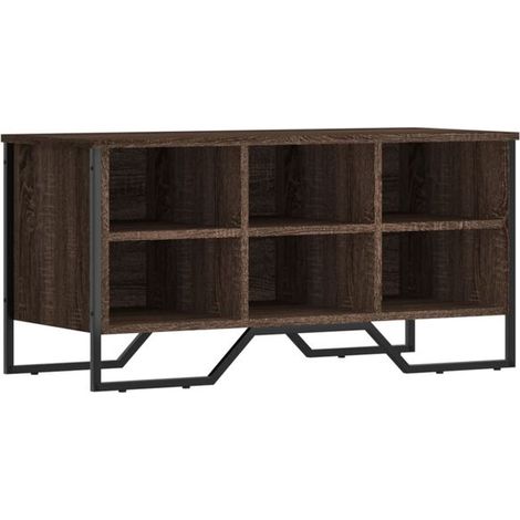 Meuble à chaussures en chêne brun, dimensions : 90 x 38 x 45,5 cm, en bois d'ingénierie. (1/5)