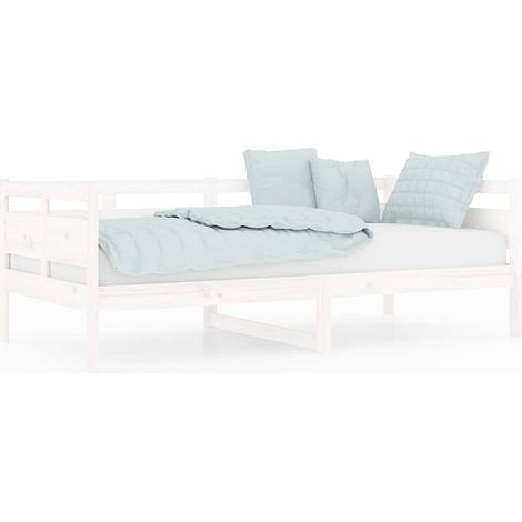 Lit adulte pour 1 personnes, Structure de lit, Assemblage Facile, Lit de jour Blanc Bois massif de pin 90x190 cm OIB1968E (1/5)