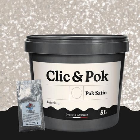 Peinture Effet Pailleté pour Murs & Plafonds - POK PAILLETTE - 5L - Lin Médium (1/4)