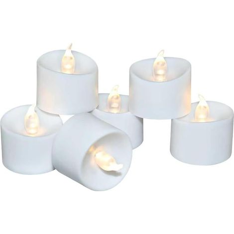 bougies chauffe plat LED flamme scintillante ultra-réaliste, 200+ heures (100 Blanc chaud, Socle blanc porcelaine) (1/5)