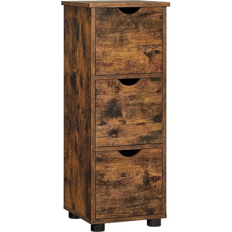 Mobiletto da bagno mobile contenitore torre con 3 cassetti armadio a 3 ripiani colonna 30 x 30 x 80 cm per bagno soggiorno camera da letto cucina marrone 120006468
