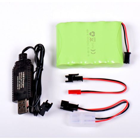AFTERTECH PACCO BATTERIA Ni-MH 6v 2400mAh 73x52x15mm CON CAVO DI RICARICA USB E CONNETTORE SPINA SM 2P KET JST E3E3 (1/5)