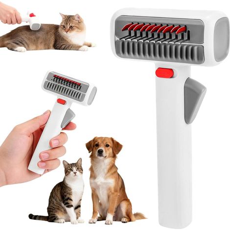 Peigne de toilettage 2 en 1 pour chiens et chats -Brosse démêlante pour poils longs et courts - Élimine les nœuds en douceur (1/5)