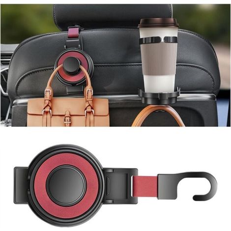 Ganci per poggiatesta del seggiolino auto, portabicchiere e porta telefono 3 in 1, organizer multifunzionale (rosso)