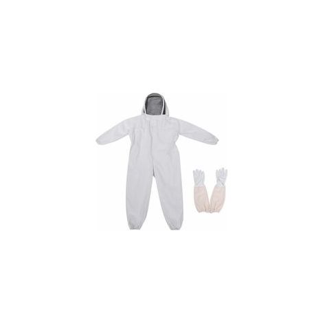 Apicole Costume Équipement de Protection Professionnel Anti Abeille avec Longs Gants et Capuchon en Voile pour Apiculture Apiculteur - Blanc (XL)
