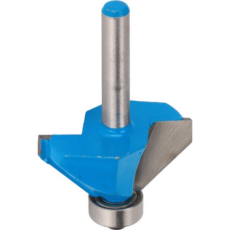 45°-Hartmetall-Fasenfräser, 1/4-Zoll-Rundschaft, Fräser mit Anlaufring, für Holzbearbeitung und Tischlerarbeiten, Abmessungen 1/4 x 5/8 Zoll (1/5)