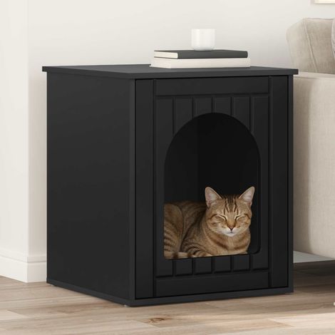 vidaXL Maison pour chat Noir 53 x 52 x 62 cm Bois d'ingénierie