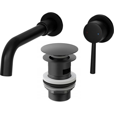 MITIGEUR DE LAVABO POUR MONTAGE ENCASTRÉ ROBINET KIVO NOIR CLICK-CLACK AVEC BEC (1/5)