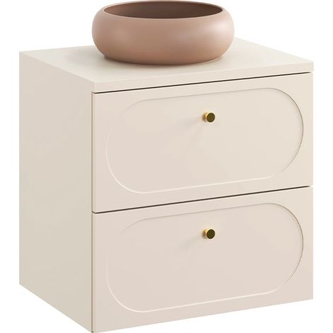 Meuble simple vasque 60cm Sanae Beige sable (1/5)