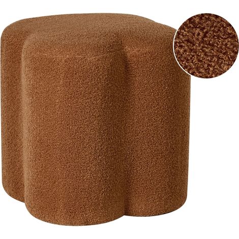 Pouf accogliente a forma di trifoglio Boucle Accessorio per soggiorno e camera da letto Marrone dorato Mancos (1/5)