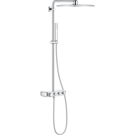 Grohe – Colonne de douche thermostatique Euphoria SmartControl Cube Duo 310 – Douche de tête 2 jets – Douchette 3 jets – Finition chromée – 26508000