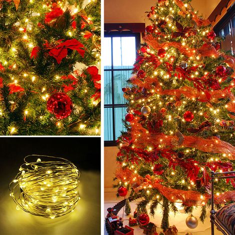 Guirlande lumineuse LED blanc chaud 2m, 20 ampoules, fil argenté avec boîtier à piles (1/4)