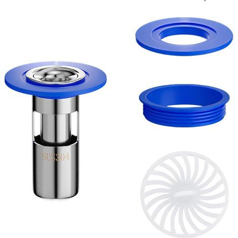 Odor-proof shower drain, non-return valve for sink drain, 28 mm diameter, 85 mm height, blue, 1 piece (1/5)