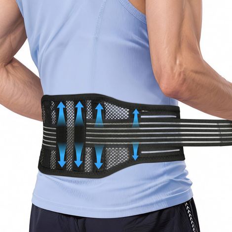 Ceinture Lombaire, Ceinture Dorsale Pour Hommes et Femmes, Ceintures Lombaire avec Ajustement, pour le Soutien Lombaires, Travail, Sport (Noir, L) (1/5)