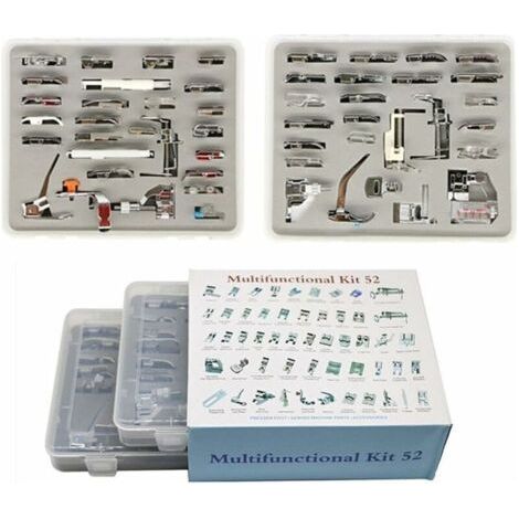 Set mit 52 professionellen Nähfüßen und Aufbewahrungsbox aus Kunststoff für Brother- und Sin-Nähmaschinen mit niedrigem Schaft (1/4)