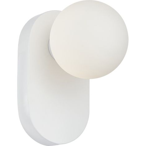 Applique murale minimaliste blanche avec boule en verre G9 10W