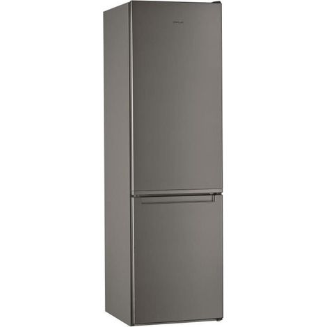Whirlpool – Réfrigérateur combiné 372L NoFrost inox – Congélateur bas 111L – Classe énergétique A+ – 39 dB – 5 clayettes et éclairage LED