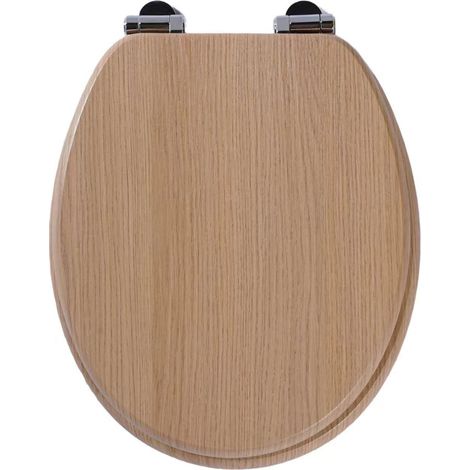 Abattant WC Homseat MDF Chêne Clair Fermeture Douce 43x37cm Charnières Alliage Zinc Robuste Design Élégant Installation Facile (1/5)