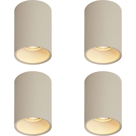 QAZQA 4er-Set moderne beige Aufbaustrahler GU10 50mm rund - Deep