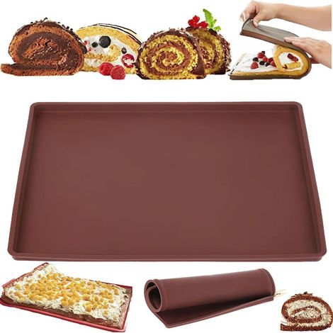 Tappetino da forno riutilizzabile in silicone alimentare per teglie, antiaderente per pasta sfoglia e pizza (30x40 cm, marrone)