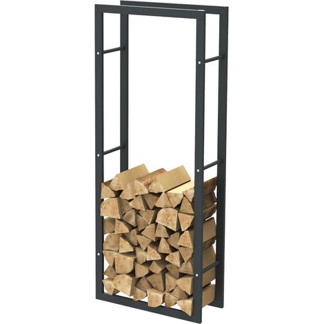 Bc-elec - HHWPF0004 Scaffale per legna da ardere in acciaio nero 150x60x25CM, scaffale per legna da ardere, scaffale per tronchi (1/5)