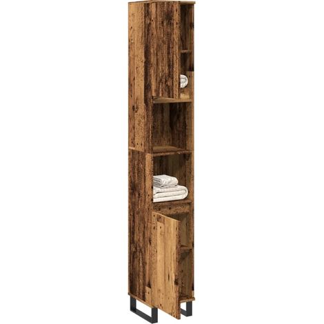 Badschrank Altholz-Optik 30x30x190 cm Holzwerkstoff