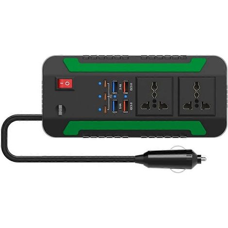 Convertisseur de voiture 300 W 12 V/24 V/110 V/220 V, adaptateur secteur USB Type-C, chargeur rapide QC3.0 (1/5)