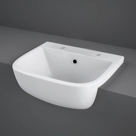 RAK Series 600 420mm Semi Recessed Basin with 2 Tap Holes - SE2201NCHAWHA (1/2)