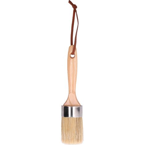 Brosse ronde 5cm pour peinture craie, manche bois, outil de peinture et cirage pour meubles et déco intérieure