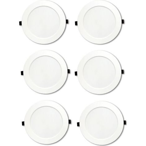 Juego de 6 focos LED empotrables, extraplanos, redondos y planos para techo. (1/5)
