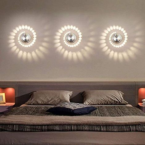 Applique Murale en Aluminium 3W Blanche Chaude Lampe Murale Eclairage pour Hôtel Couloir 3 Pack (1/5)