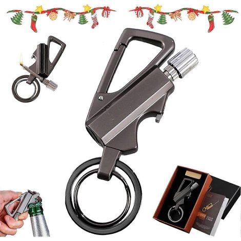 Briquet permanent Infinity porte-clés multifonction décapsuleur allumettes réutilisables étanches noir (1/4)
