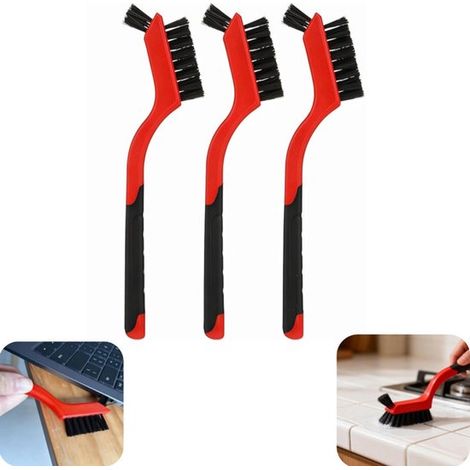 Brosses de nettoyage des joints lot de 3 - brosses 18 x 3,5 cm, rouges (1/5)