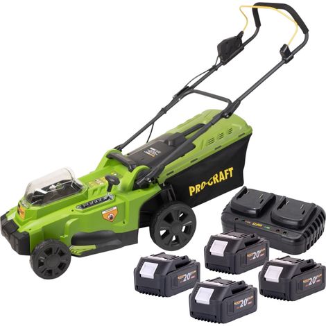Procraft PLM20bb Tondeuse à gazon sans fil 40 V ( 2x 20 V ) 370 mm Brushless + 4x batterie 4,0 Ah + chargeur