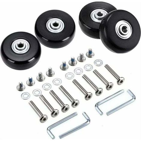 Lot de 4 roues de rechange pivotantes en caoutchouc pour valise, 45 x 18 mm