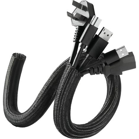 Cache Cable 3 Mètres, 10mm Gaine Cable Tressée Extensible à Fermeture Automatique Protege Cable Animaux pour TV/PC/Bureau Protege Cable Anti-Morsure pour Animaux Passe Cable Flexible et Ignifuge (1/5)