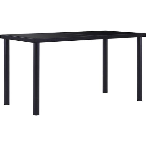 vidaXL Mesa de comedor de vidrio templado negro 140x70x75 cm (1/5)