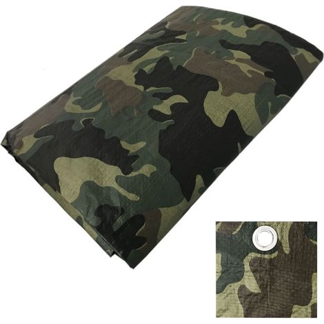 2 x 3 m US Army - Telone mimetico Woodland, telo da costruzione, telo da giardino, telo con occhielli, impermeabile (1/2)