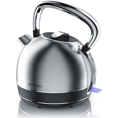 Arendo Wasserkocher 1,7 l, 2200 W, Edelstahl, Retro Style Vintage, Überhitzung & Trockenkochschutz, silber (1/5)