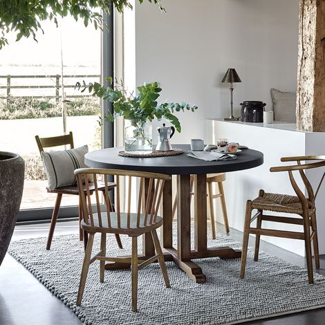 Garden Trading Burcot Wooden Round Dining Table 1.2m Slate Grey Indoor Outdoor