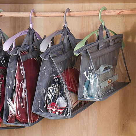 Sac de rangement anti-poussière, housse de fermeture en cuir pour armoire, sac de protection transparent, sac de rangement suspendu respirant et imperméable, taille S (1/5)