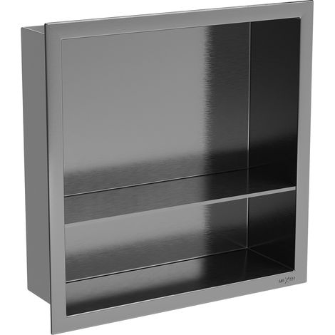 Mexen X-Wall-R Nischenregal mit Kragen und Regal 30 x 30 cm, gebürstet Gun Gray - 19E0303010S (1/5)