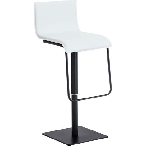 Taburete de bar x1 trona asiento giratorio en PVC blanco soporte de metal negro mate 100000857 (1/5)