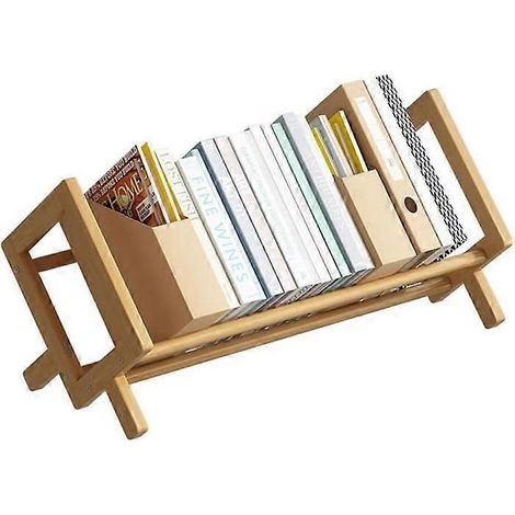 Étagère de bureau en bambou, organiseur de livres, étagère de bureau, compatible avec présentoir à CD/magazines/livres (1/5)