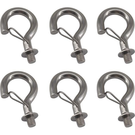 Lot de 6 crochets de suspension M6 en acier inoxydable 304 à visser au plafond avec boucle à ressort (1/5)