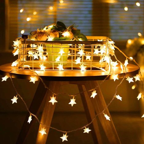 MINKUROW Led String Lights - Stringhe Luminose Stellate Impermeabili - Bianco Caldo 6m 40 Lampadine (1/5)
