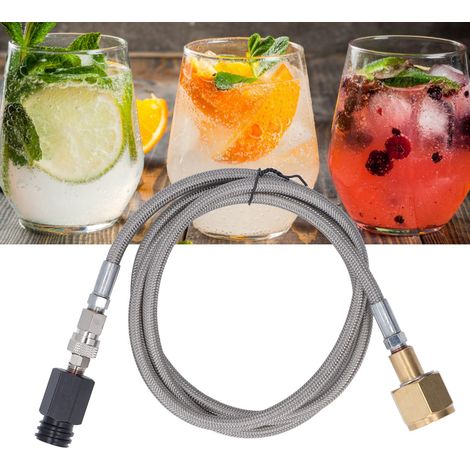 Adaptateur direct pour bouteille de CO2 pour machine à eau gazeuse avec tuyau de 152 cm (60 pouces), CGA320. Tuyau en acier inoxydable pour raccorder directement une bouteille de CO2 à une machine à e (1/5)