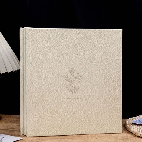 Small Photo Album, 20 Pockets, 1 Pack, Linen Fabric Album for Vertical Photos, Beige